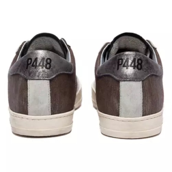 P448 John Roccia Low Top Sneakers, Brown Size 40 New in Box - Picture 4 of 11